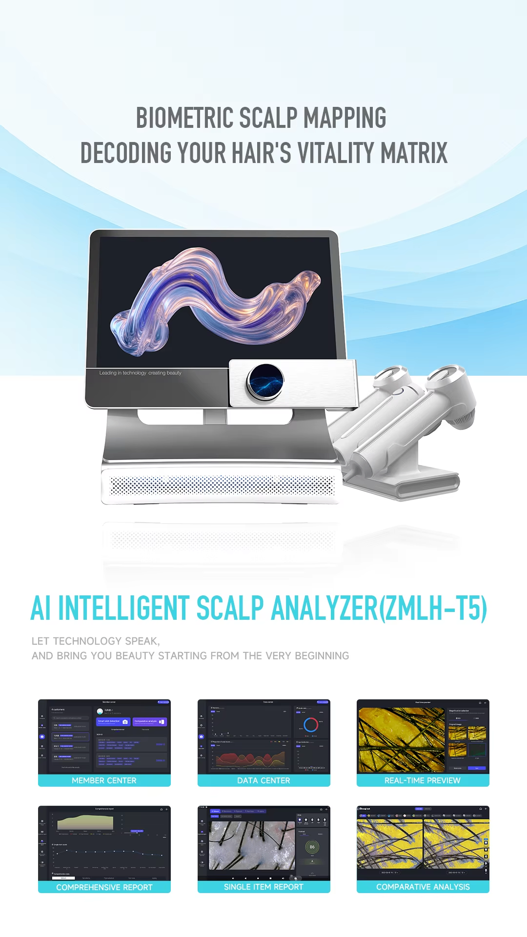 Newest 3 In 1 T5 Ai Intelligent Scalp Analyzer 9